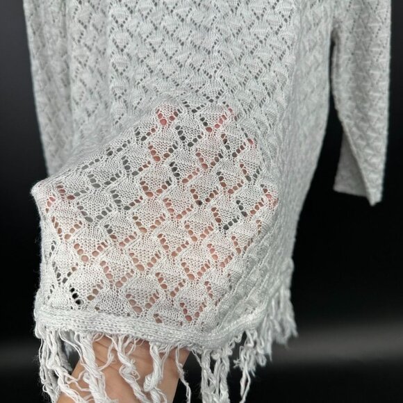 VTG A Knitch Above Gray Sweater Diamond Pattern Fringe Hem Plus Sz 2X - Picture 2 of 8